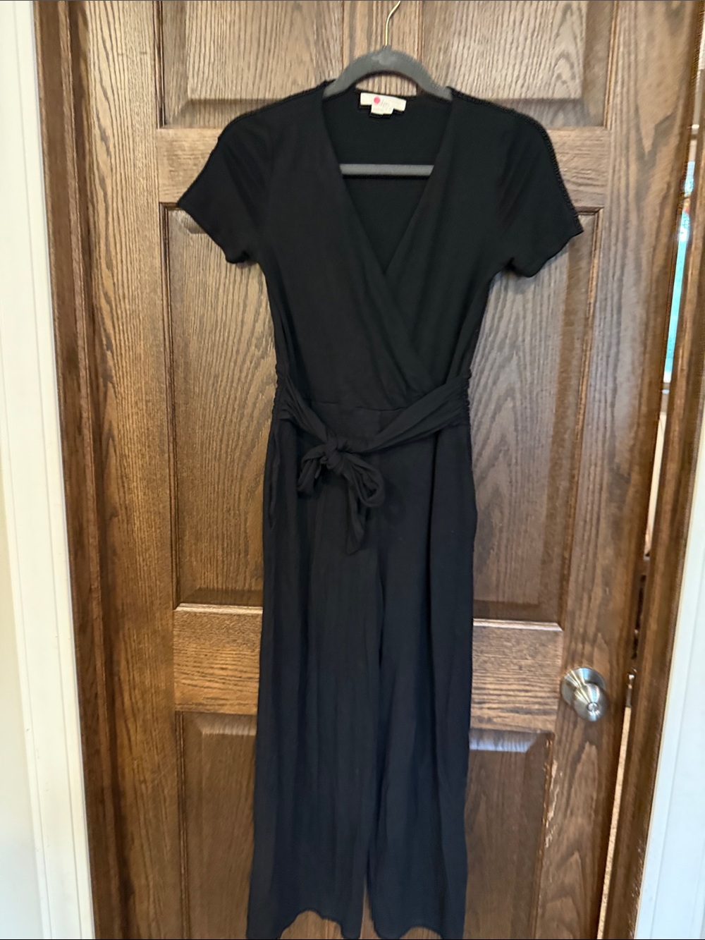 Boden Black Faux Wrap-Style Women's Jumpsuit with Waist Tie Size 4